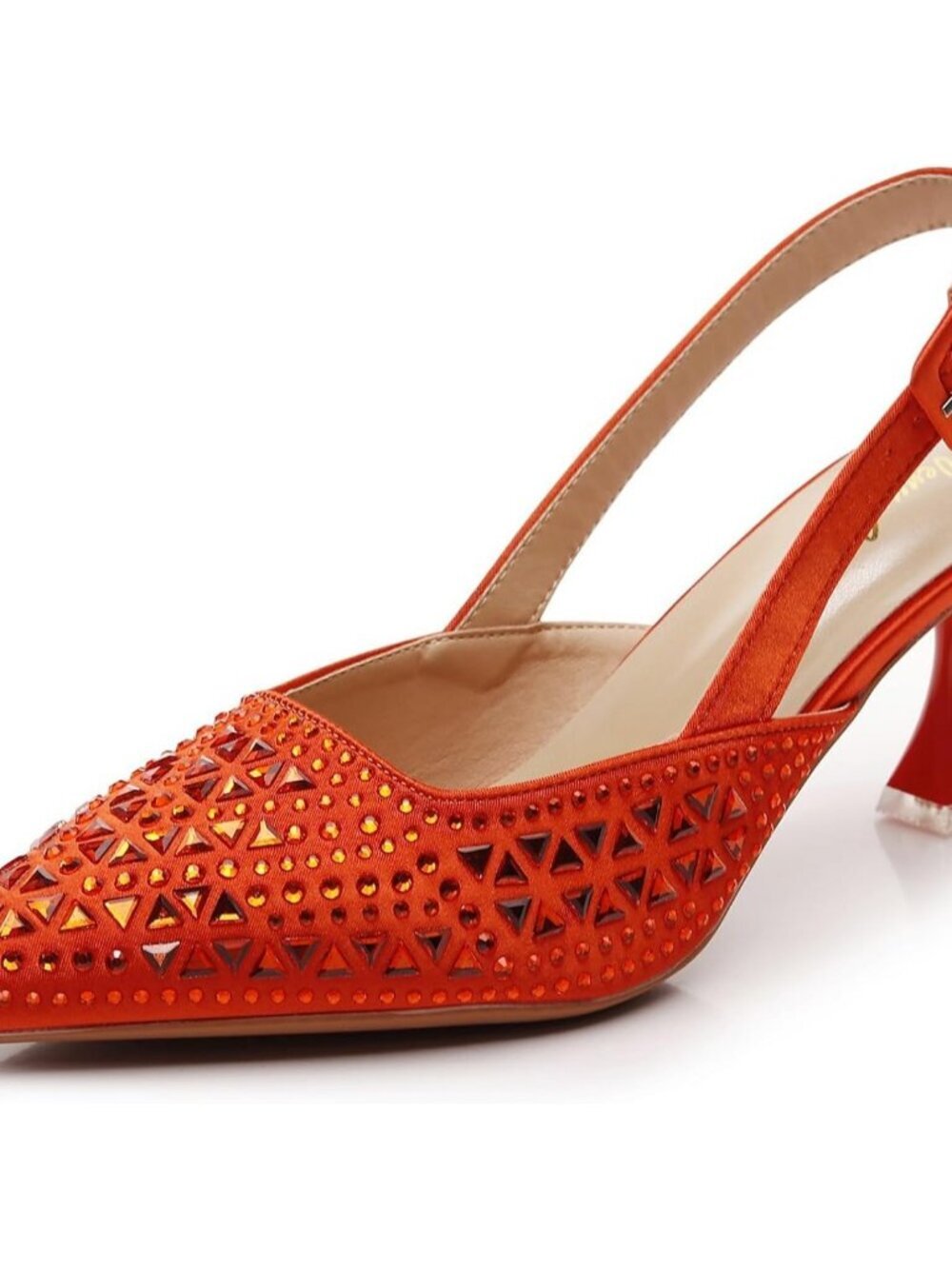 Women's Orange Platform Heel Fabulous Lady Slingback Comfortable Pump Shoe